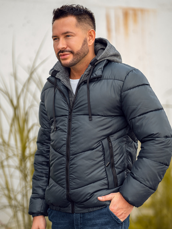 Grafitová pánska prešívaná zimná bunda Bolf B2906