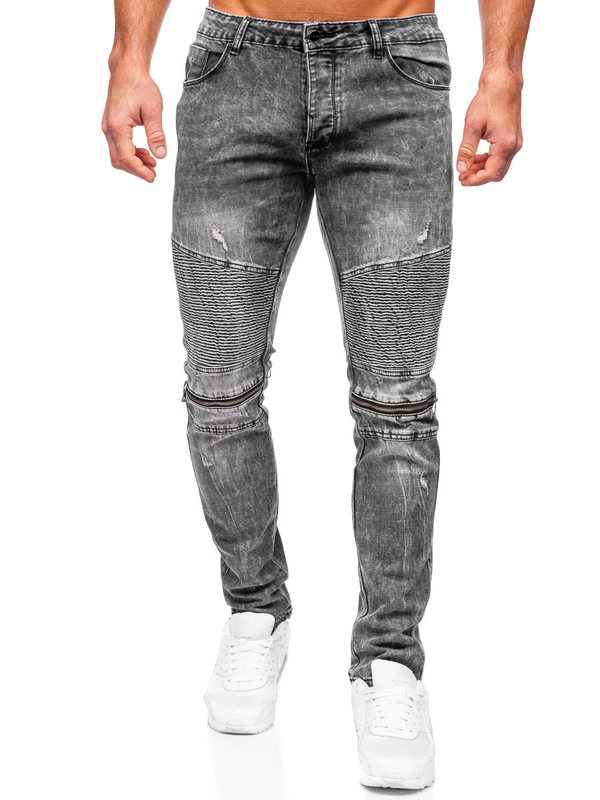 Čierne pánske slim fit rifľové nohavice Bolf MP0069N