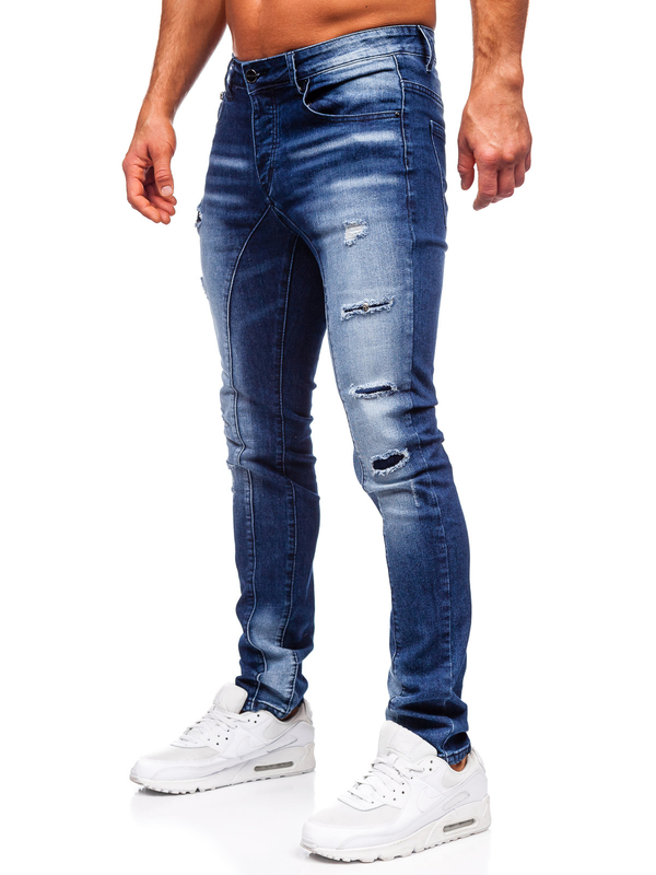 Tmavomodré pánske slim fit rifľové nohavice Bolf MP0159BS