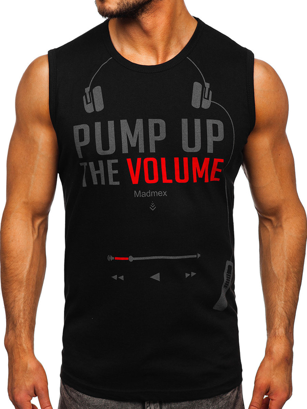 Čierne pánske Tank Top tričko s potlačou Bolf 14815