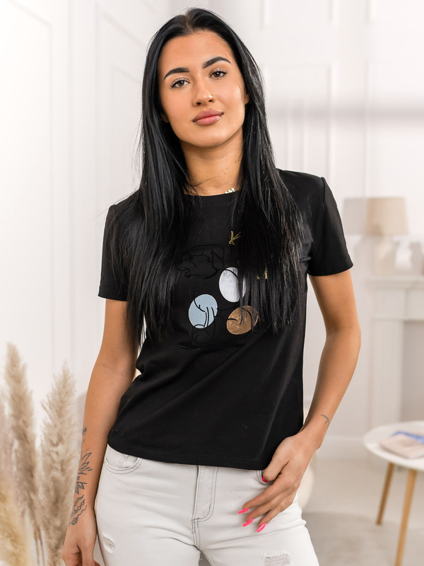 Čierne dámske tričko s potlačou Bolf 95T2519