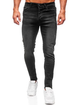 Čierne pánske slim fit rifľové nohavice Bolf 6161