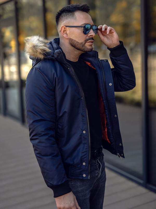 Tmavomodrá pánska zimná bunda Bolf 2129