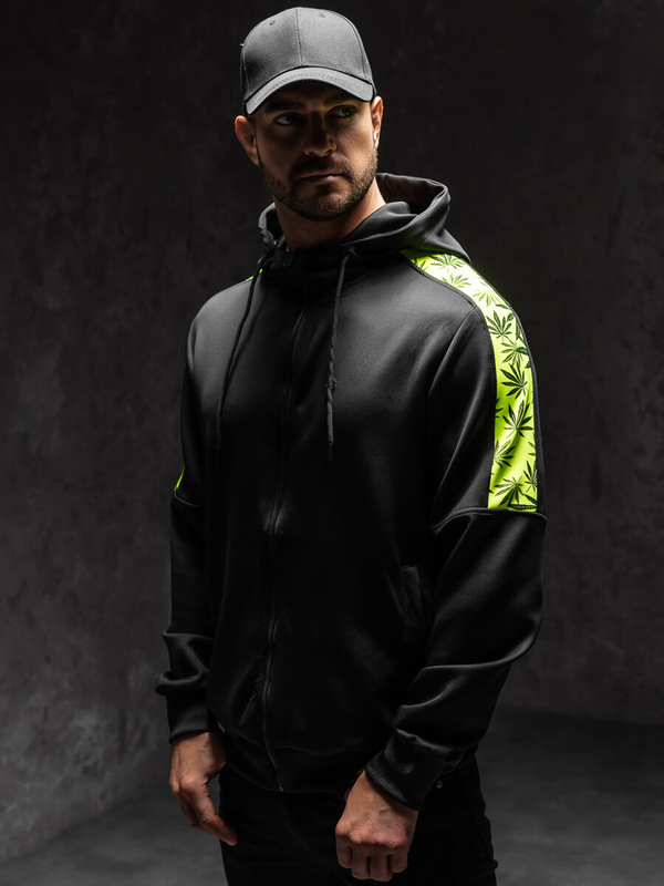 Čierna pánska mikina na zips s kapucňou Bolf 27B8120