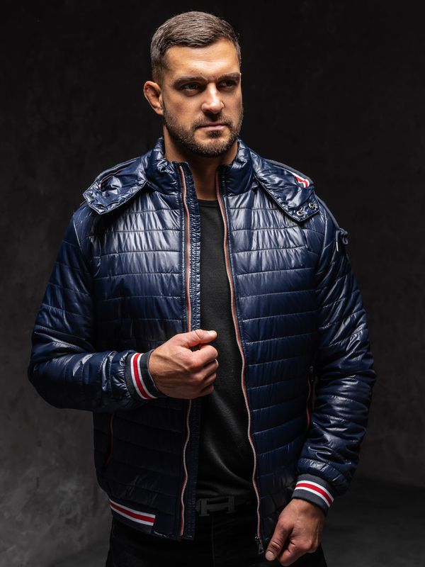 Tmavomodrá pánska prešívaná prechodná bunda Bolf 6191A1