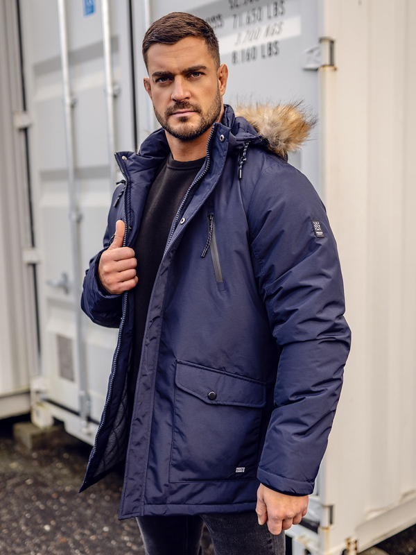 Atramentová pánska zimná bunda parka alaska Bolf WX032DA