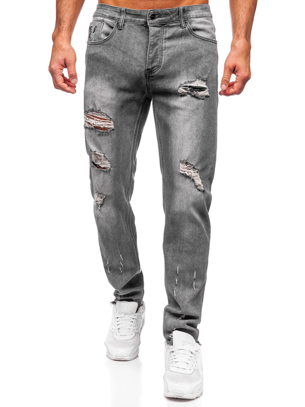 Sivé pánske slim fit rifľové nohavice Bolf MP0237G