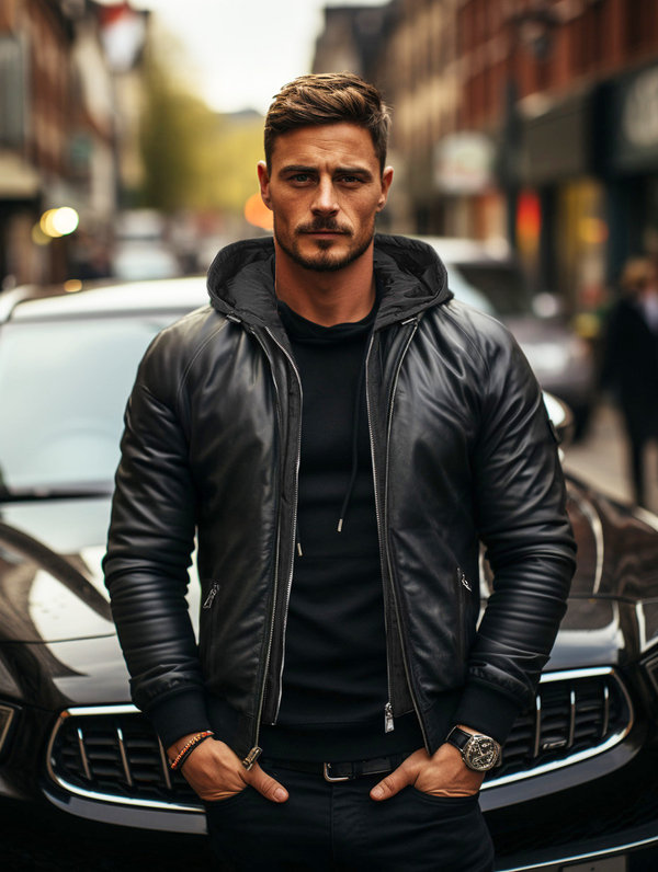 Čierna pánska koženková bomber bunda Bolf 11Z8004