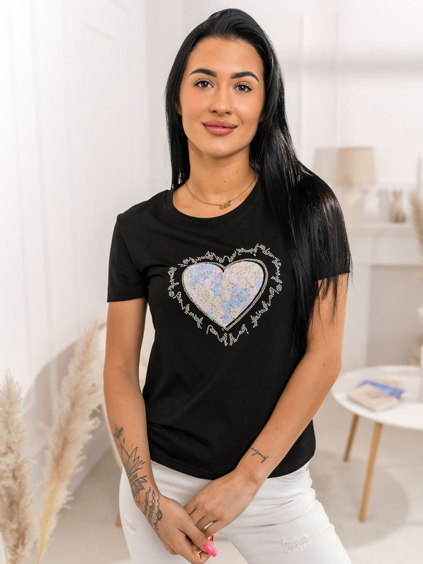 Čierne dámske tričko s aplikáciou Bolf 95T2510