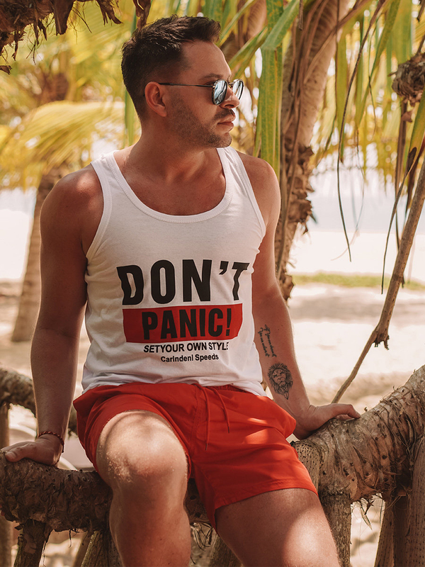 Biele pánske tank top tričko boxerského strihu s potlačou Bolf 14854A