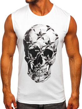 Biele pánske tričko/tielko Tank Top s potlačou Bolf 14817