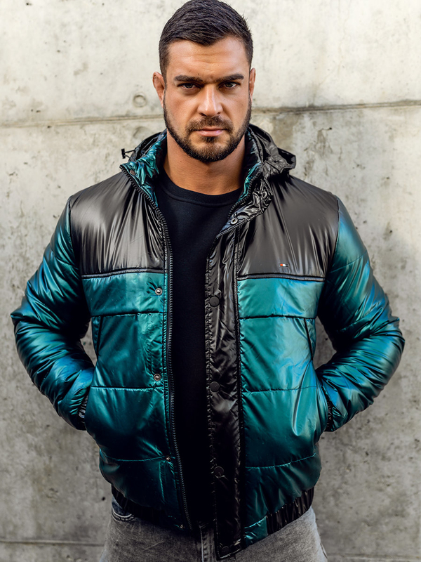 Zelená pánska prešívaná športová prechodná bunda Bolf 2145