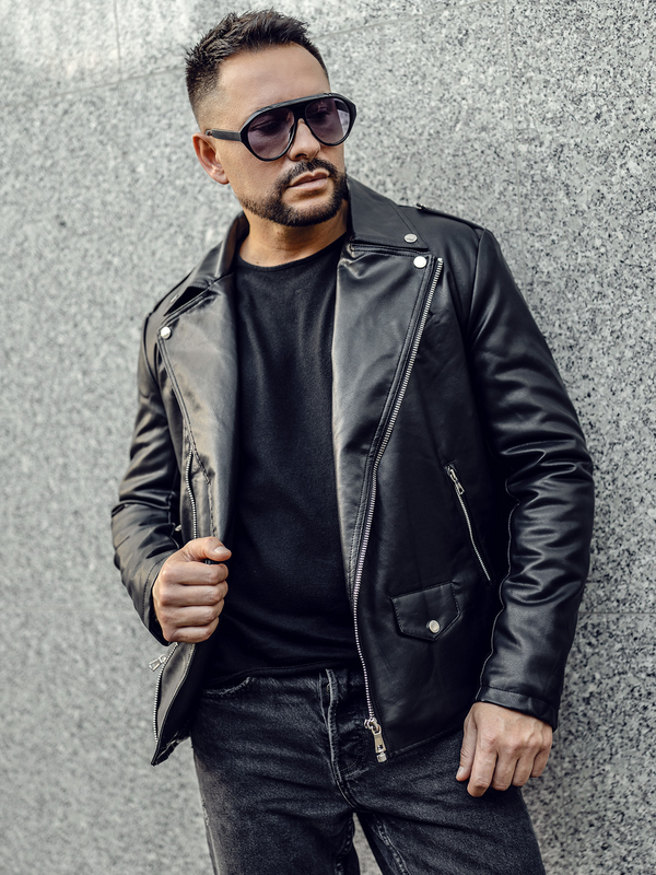 Čierna pánska koženková bunda tzv. sidovka Bolf 11Z8014