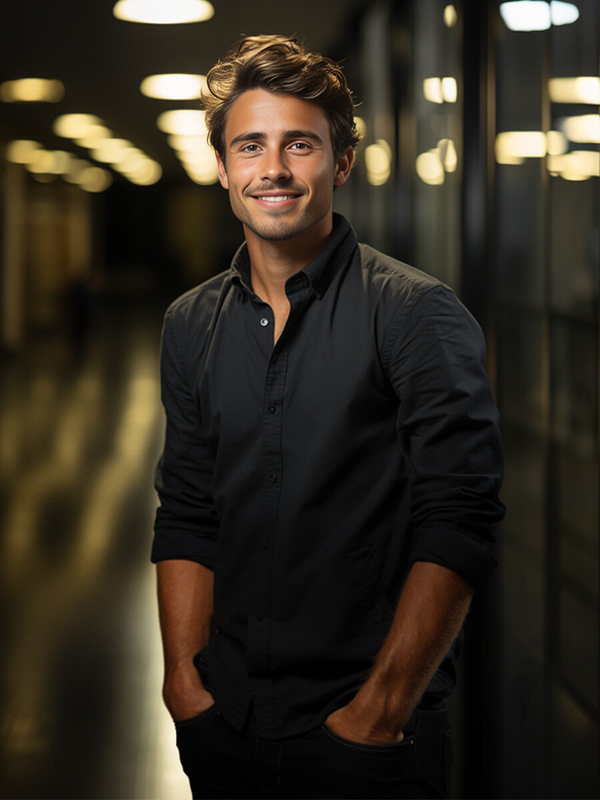 Čierna pánska elegantná košeľa s dlhým rukávom BOLF 1703A2