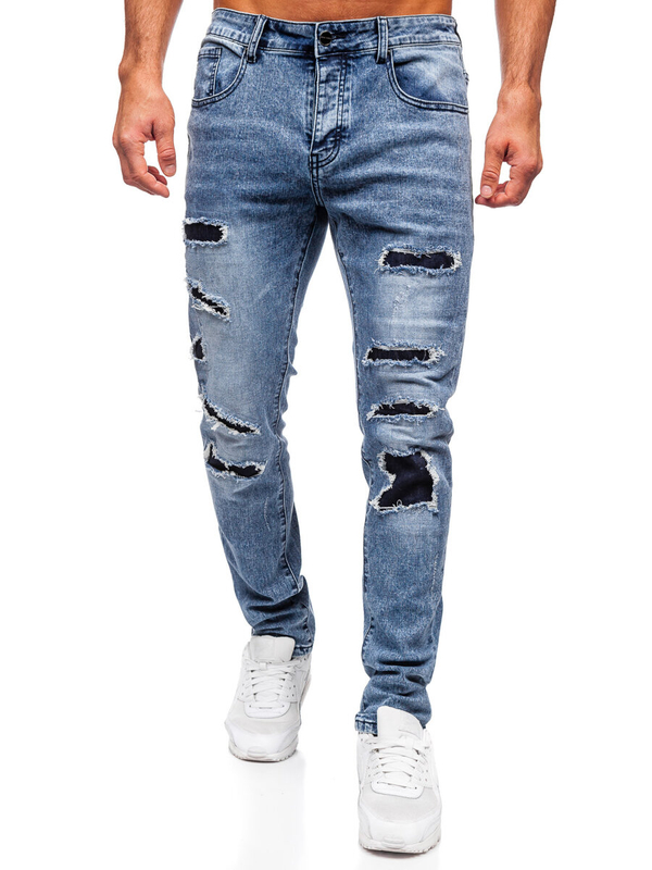 Modré pánske slim fit rifľové nohavice Bolf MP0153B