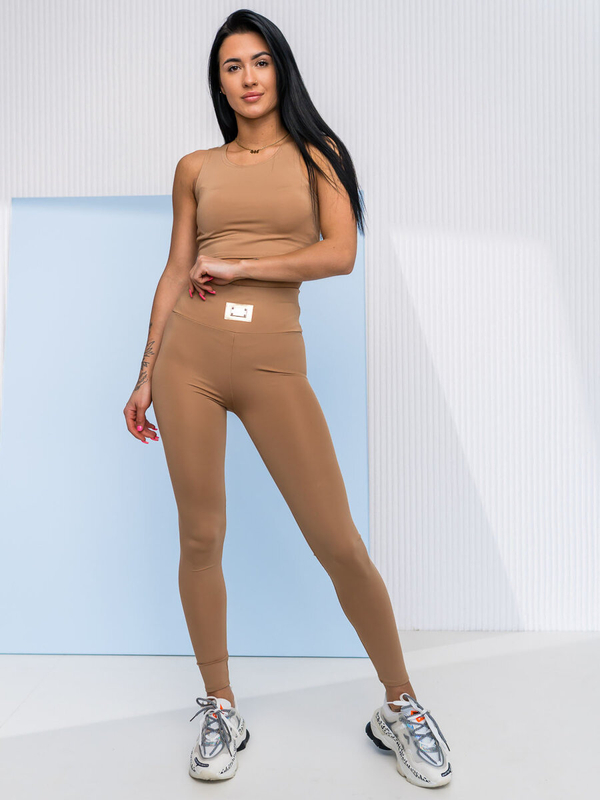 Béžová dámska dvojdielna športová súprava Fashion Bolf 022
