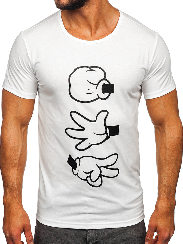 Biele pánske tričko s potlačou Bolf KS1997