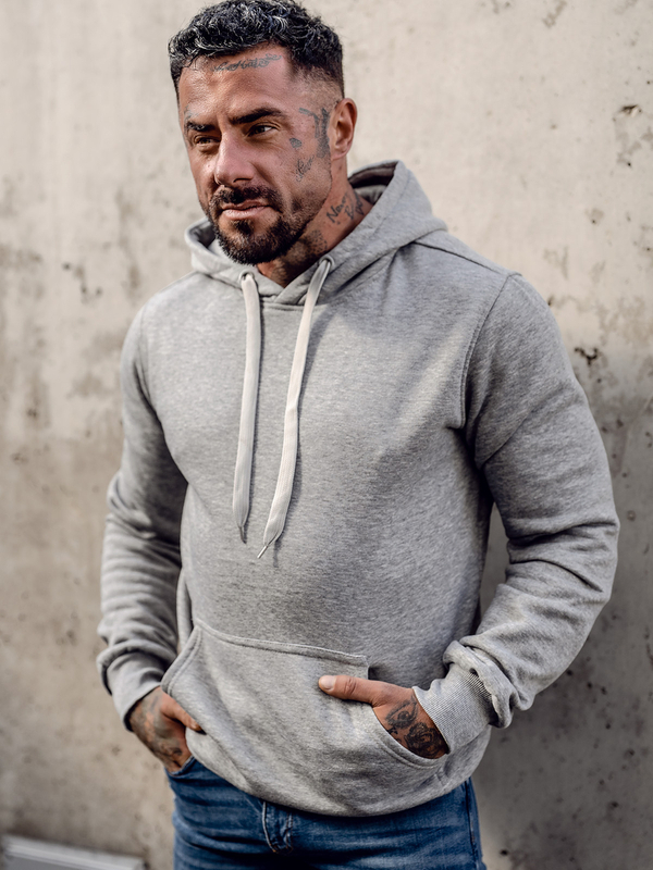 Bluza pánska klokanka s kapucňou sivá Bolf MB001A