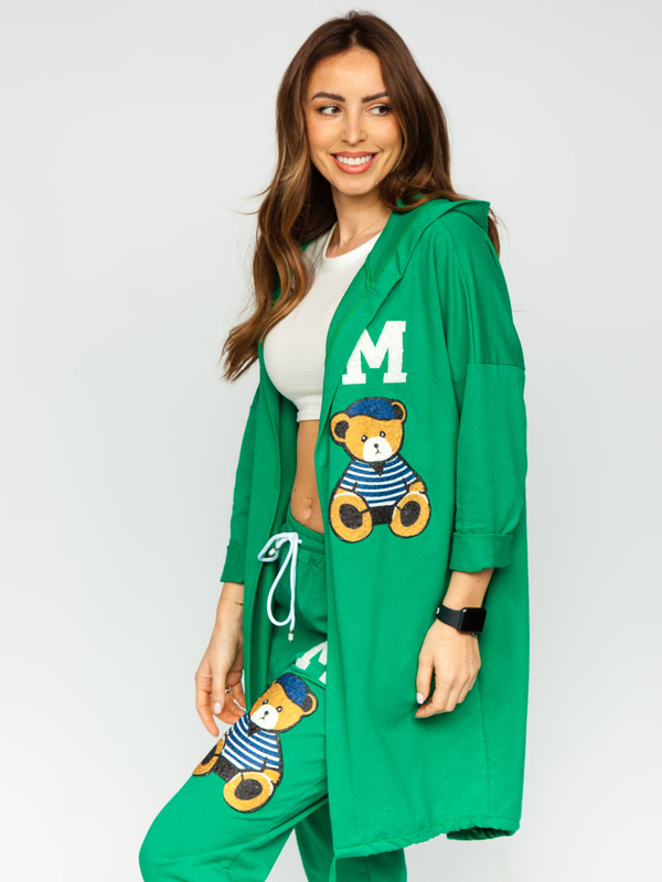 Zelený dámsky mikinovy kardigan s kapucňou Bolf 81716