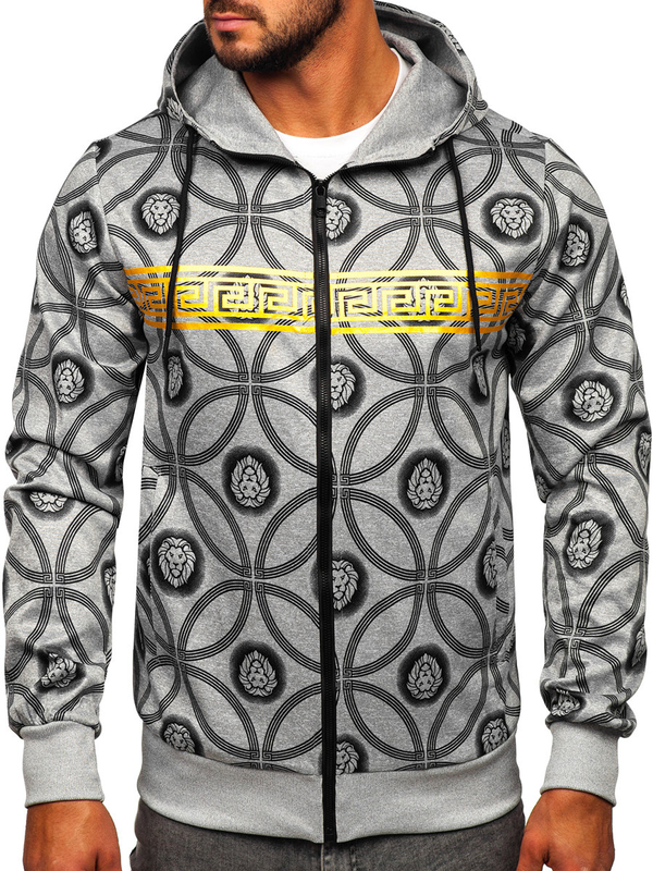 Szara rozpinana bluza męska z kapturem Denley 27B8123