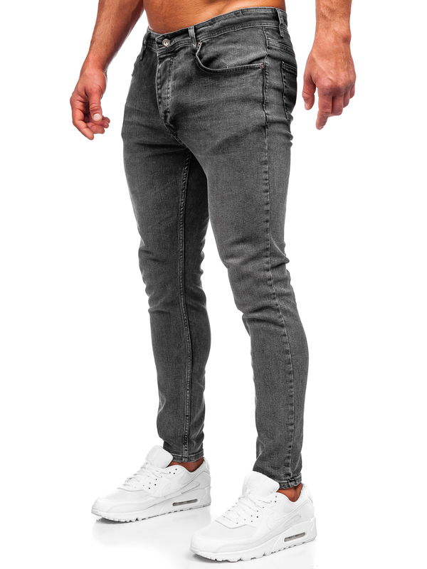 Czarne spodnie jeansowe męskie skinny fit Denley R926-1