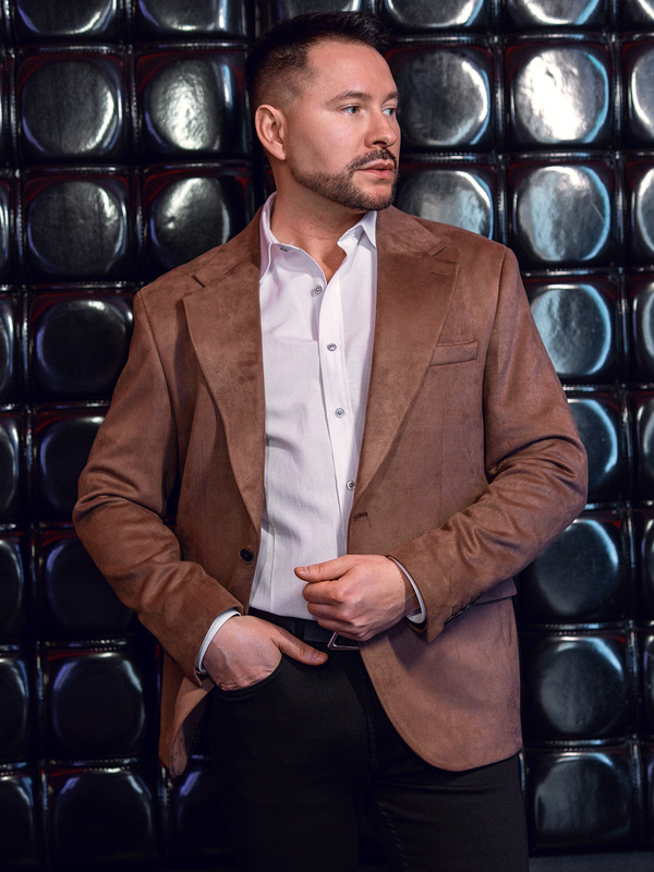 Pánske zamatové sako hnedé Bolf 24410