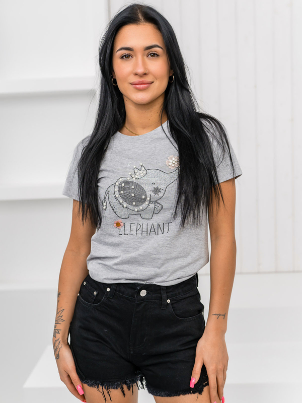 Sivé dámske tričko s aplikáciou Bolf 96T625