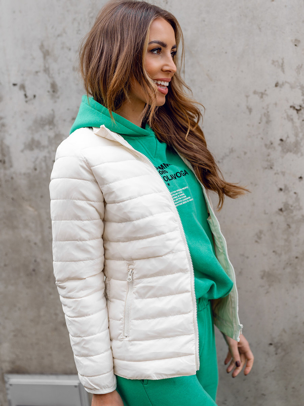 Béžová dámska prešívaná prechodná bunda so stojačikovým golierom Bolf 1141A