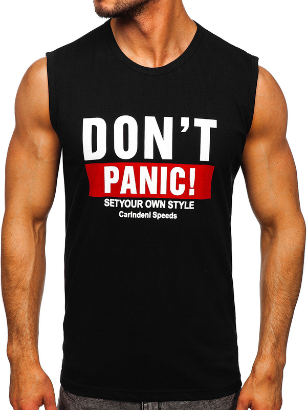 Čierne pánske tank top tričko s potlačou Bolf 14827