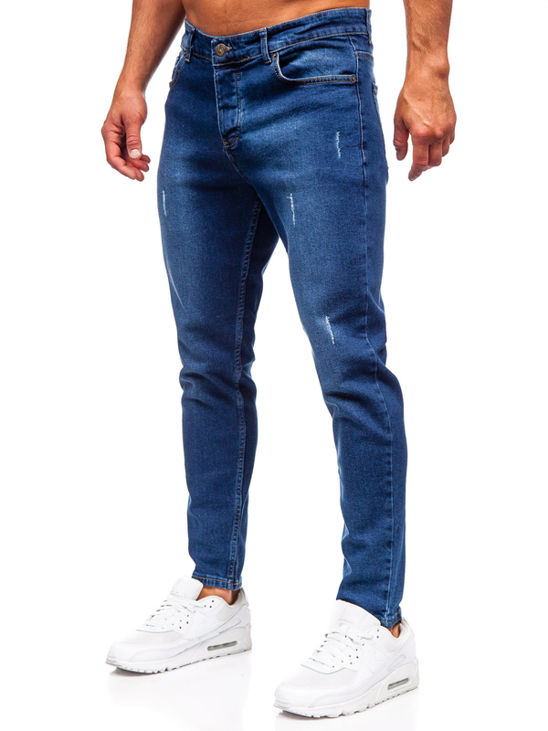 Tmavomodré pánske slim fit rifľové nohavice Bolf 6558