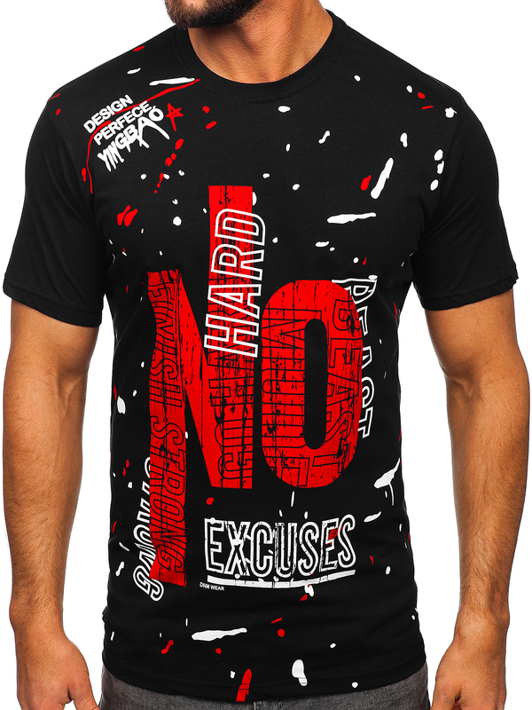 Čierne pánske tričko s potlačou Bolf JS1856