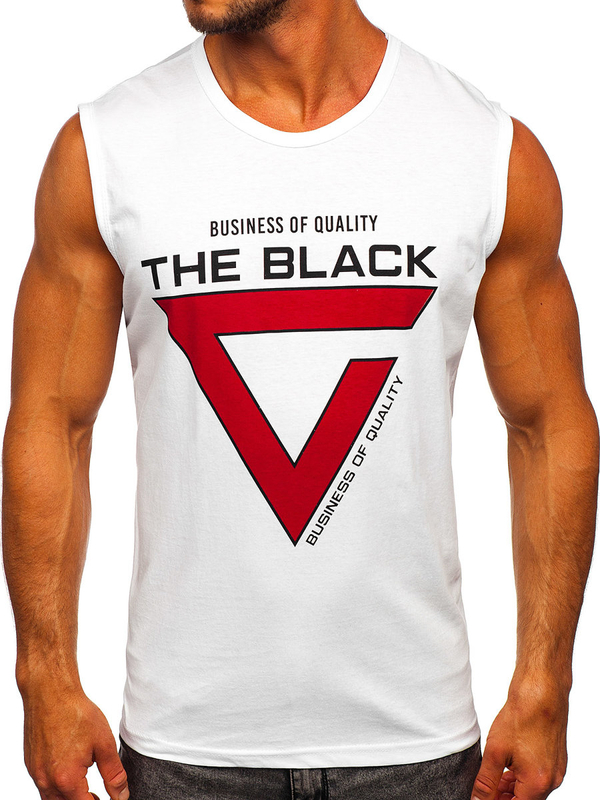 Biele pánske tank top tričko s potlačou Bolf 14816