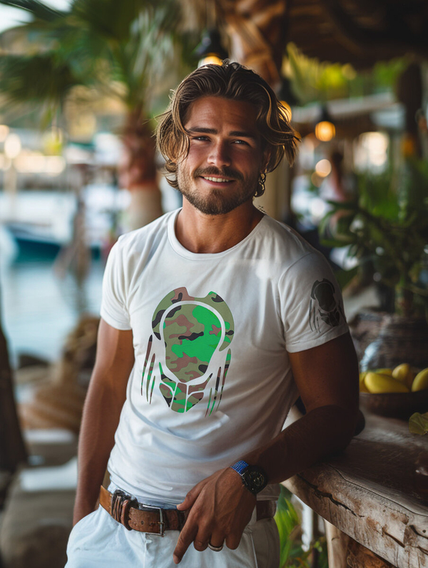 Biele pánske bavlnené tričko s potlačou BOLF 192379A2