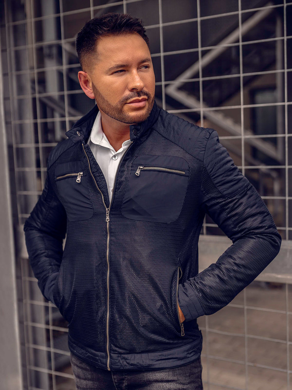 Tmavomodrá pánska prechodná bunda Bolf 1702A