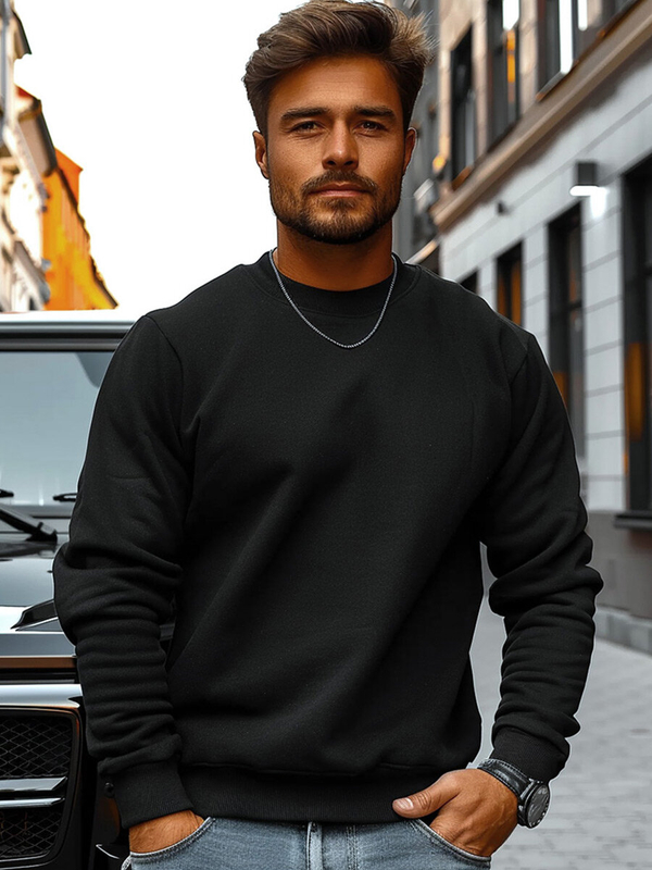 Čierna pánska mikina bez kapucne Bolf 2001A3