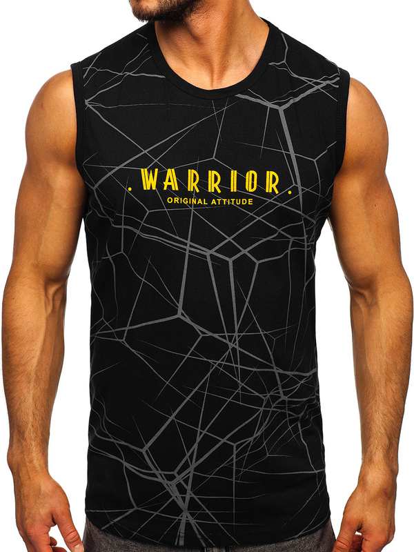 Čierne pánske tričko/tielko Tank Top s potlačou Bolf 14813