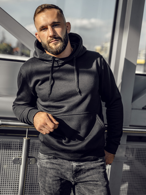 Pánska klokanková mikina s kapucňou čierna Bolf 2009A4