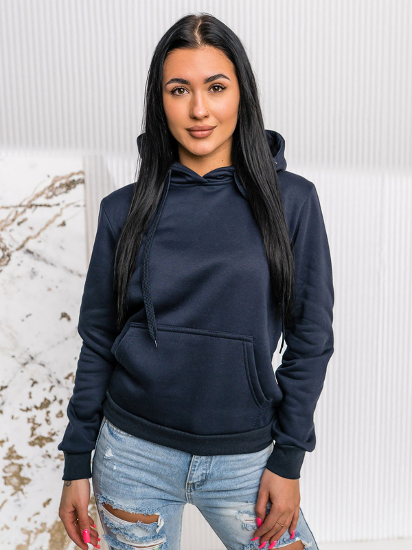 Tmavomodrá dámska mikina s klokaním vreckom Bolf W02A1