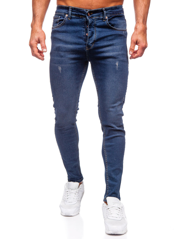 Tmavomodré pánske slim fit rifľové nohavice Bolf 6257