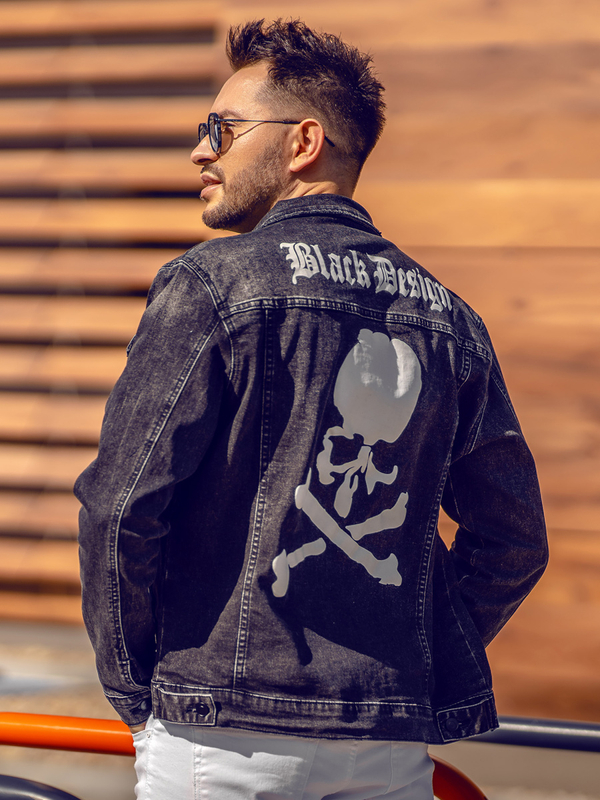 Čierna pánska rifľová bunda Bolf XSF78268