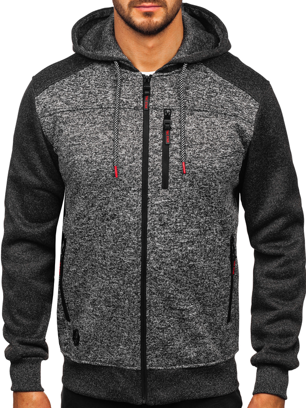 Grafitová pánska mikina/bunda s kapucňou Bolf TC1219