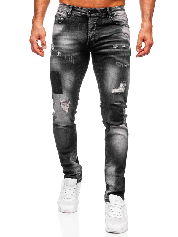 Čierne pánske slim fit rifľové nohavice Bolf MP0113N