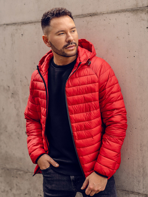 Červená pánska prešívaná prechodná bunda Bolf 13021A