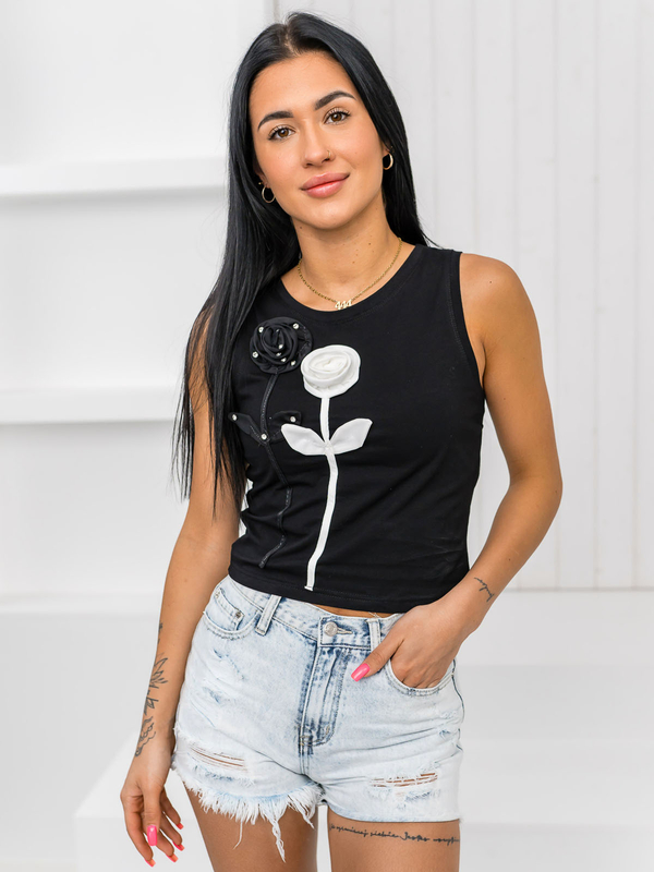 Čierne dámske tričko boxerského strihu s aplikáciou Bolf 96T653