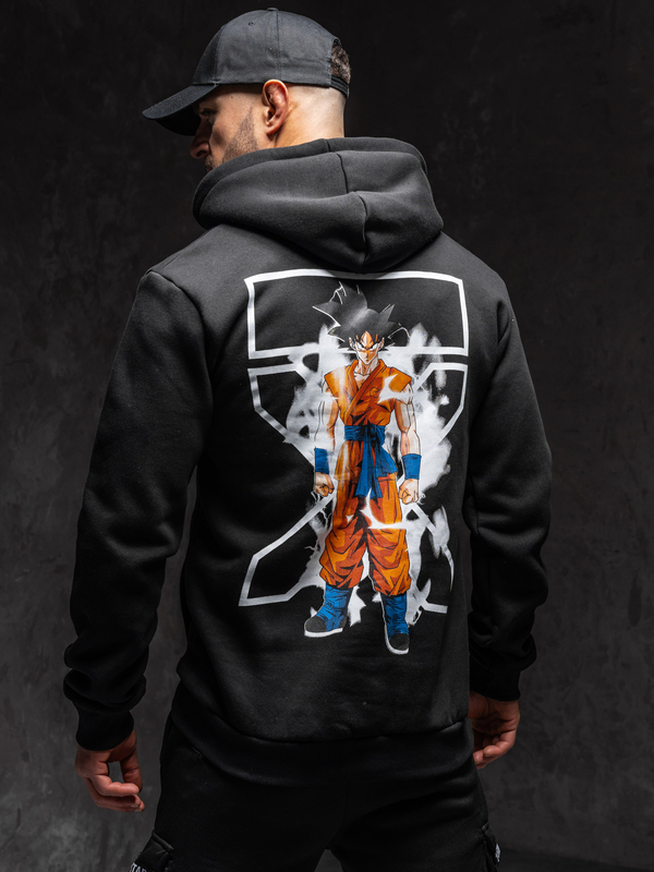 Čierna pánska mikina s kapucňou a potlačou Bolf 147049A