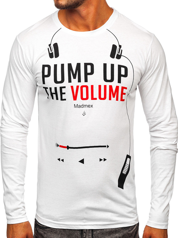 Biela pánska košeľa s dlhým rukávom a potlačou Bolf 1219