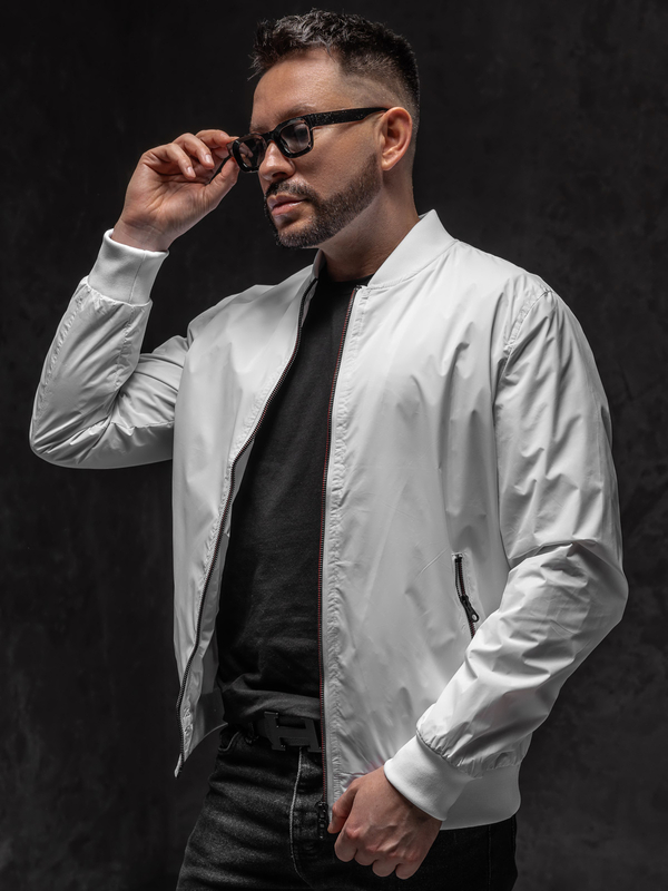 Biela pánska prechodná bomber bunda Bolf 7116A1