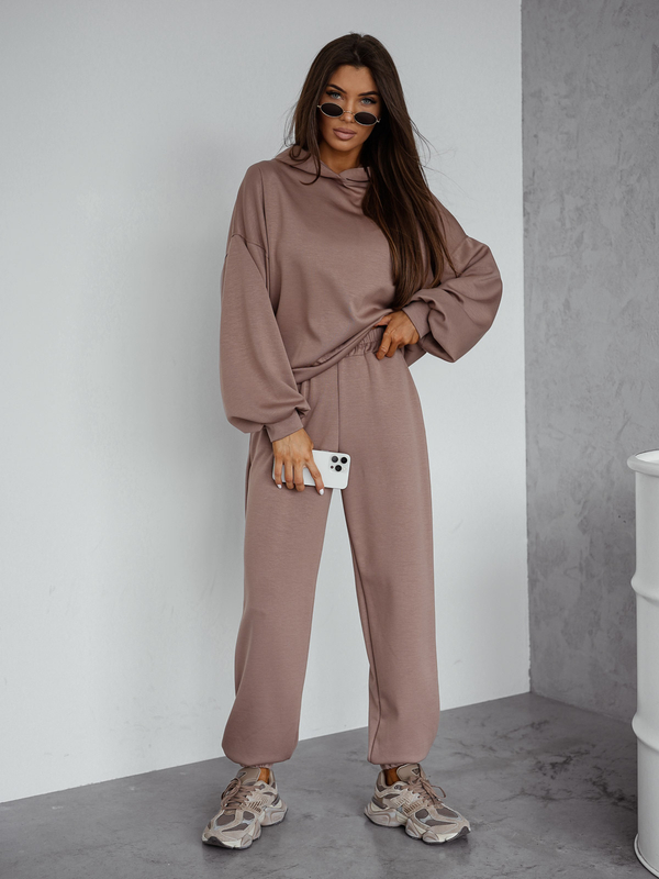 Dámsky dvojdielny komplet s kapucňou cappuccino Bolf 525