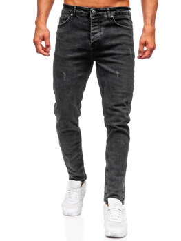 Čierne pánske slim fit rifľové nohavice Bolf 6488