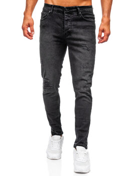 Čierne pánske slim fit rifľové nohavice Bolf 6498